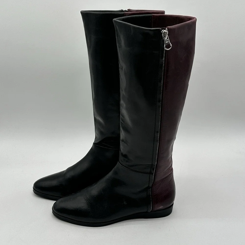 See By Chloe women‎ black and red tall knee high riding boots size 38